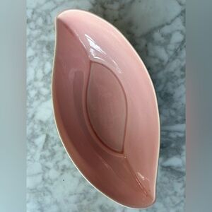 Vintage MCM Roselane Pottery Serving Dish Pink Gray Paisley Shaped A11